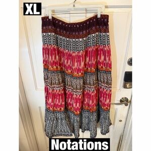 Notations Women's Multicolor Bohemian Gypsy Skirt Sz XL